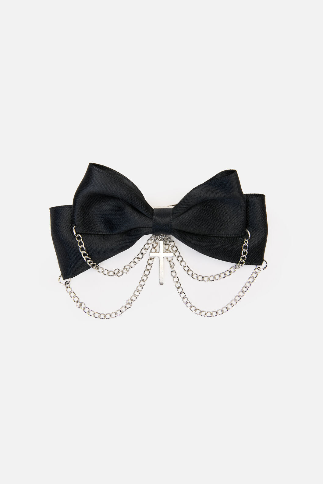 Dangerfield - Cross & Chain Bow Hair Clip - black