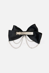 Dangerfield - Cross & Chain Bow Hair Clip - black