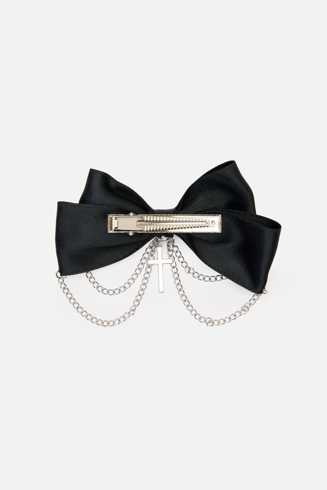 Dangerfield - Cross & Chain Bow Hair Clip - black