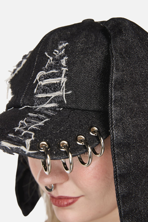 Dangerfield - Distressed Long Ears Cap - black