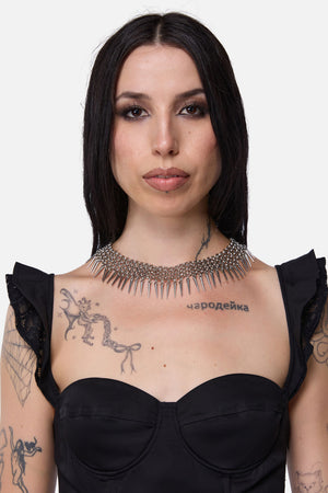 Dangerfield - Chainmail Spike Choker - silver