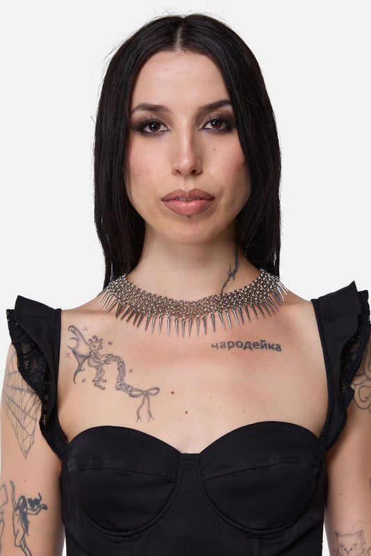 Dangerfield - Chainmail Spike Choker - silver