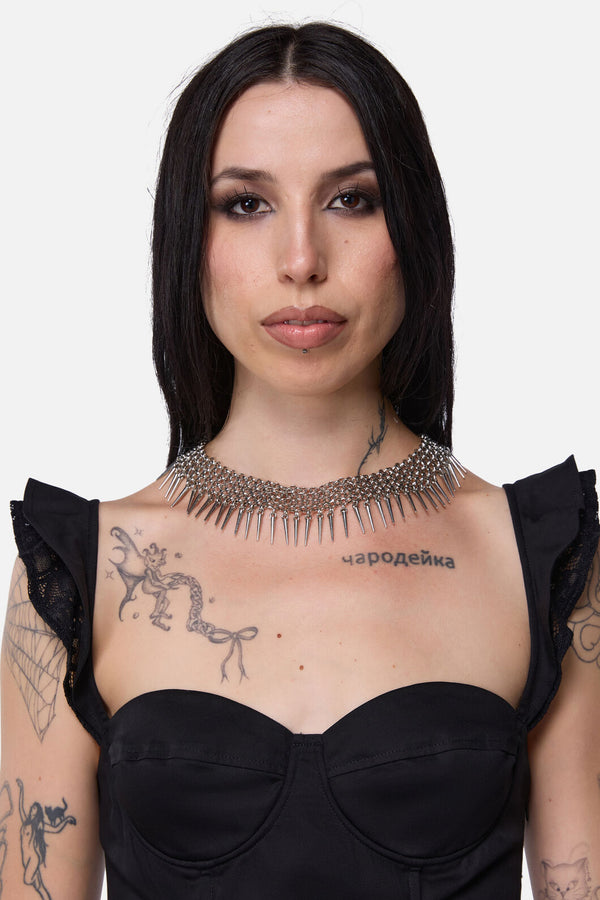 Dangerfield - Chainmail Spike Choker - silver
