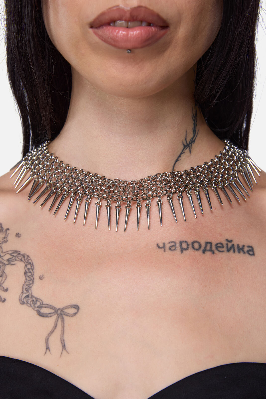 Dangerfield - Chainmail Spike Choker - silver