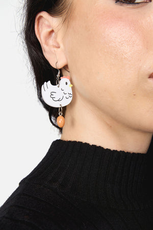Dangerfield - Chicken & Egg Earrings - white
