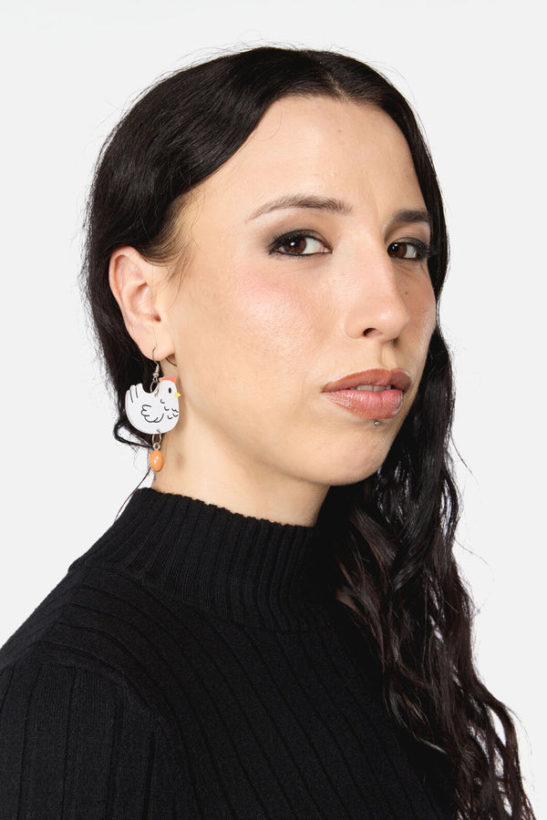 Dangerfield - Chicken & Egg Earrings - white