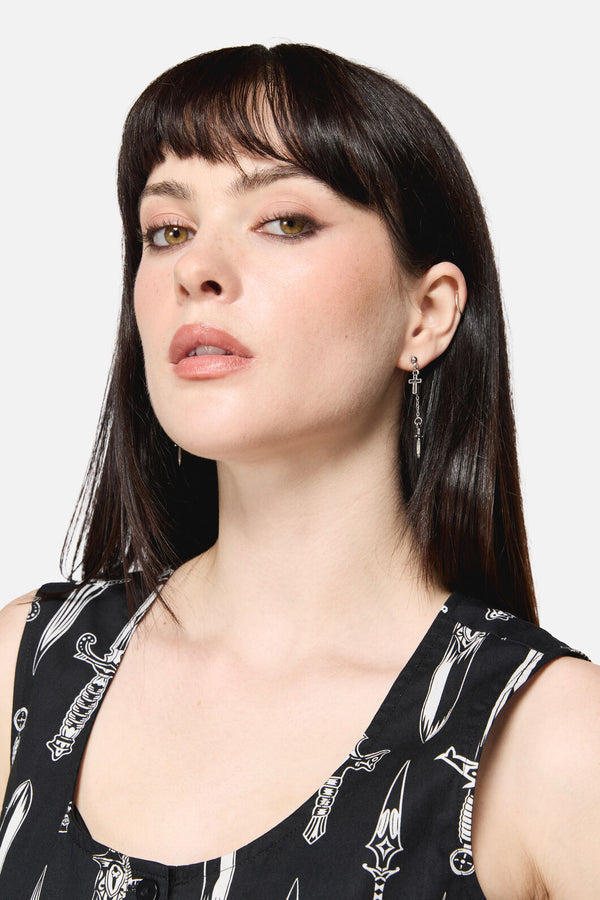Dangerfield - Cross & Dagger Earrings - silver
