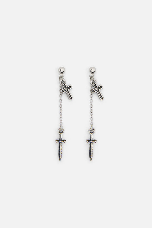Dangerfield - Cross & Dagger Earrings - silver
