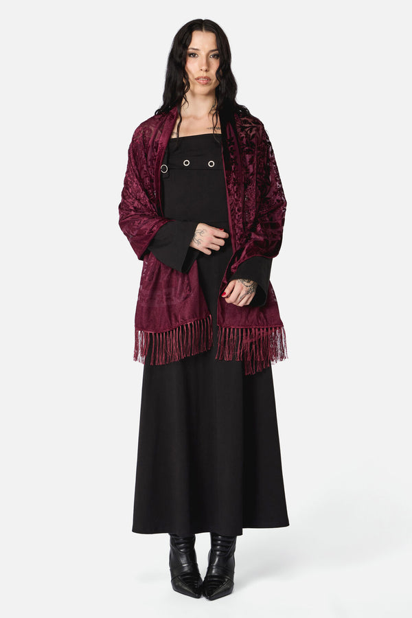 Dangerfield - Velvet Burnout Scarf - burgundy