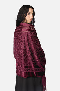 Dangerfield - Velvet Burnout Scarf - burgundy