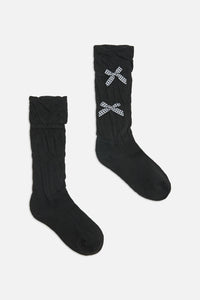 Dangerfield - Gingham Bow Socks - black