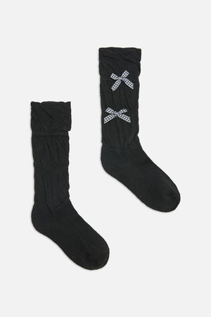 Dangerfield - Gingham Bow Socks - black