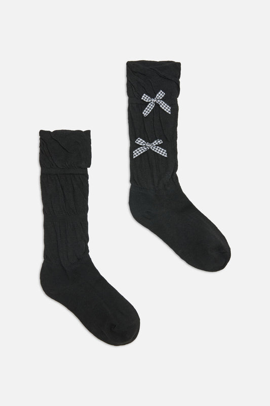 Dangerfield - Gingham Bow Socks - black
