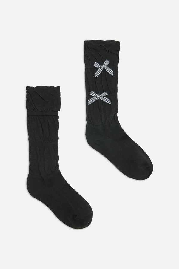 Dangerfield - Gingham Bow Socks - black