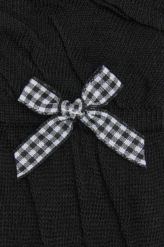 Dangerfield - Gingham Bow Socks - black