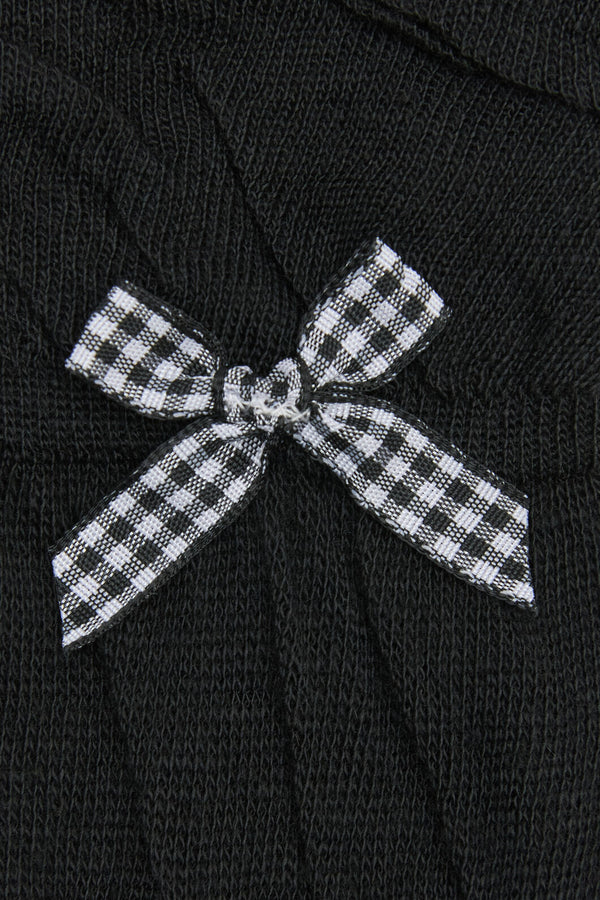 Dangerfield - Gingham Bow Socks - black