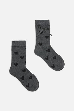 Dangerfield - Heart & Bow Socks - grey
