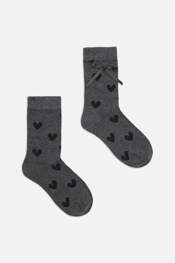 Dangerfield - Heart & Bow Socks - grey