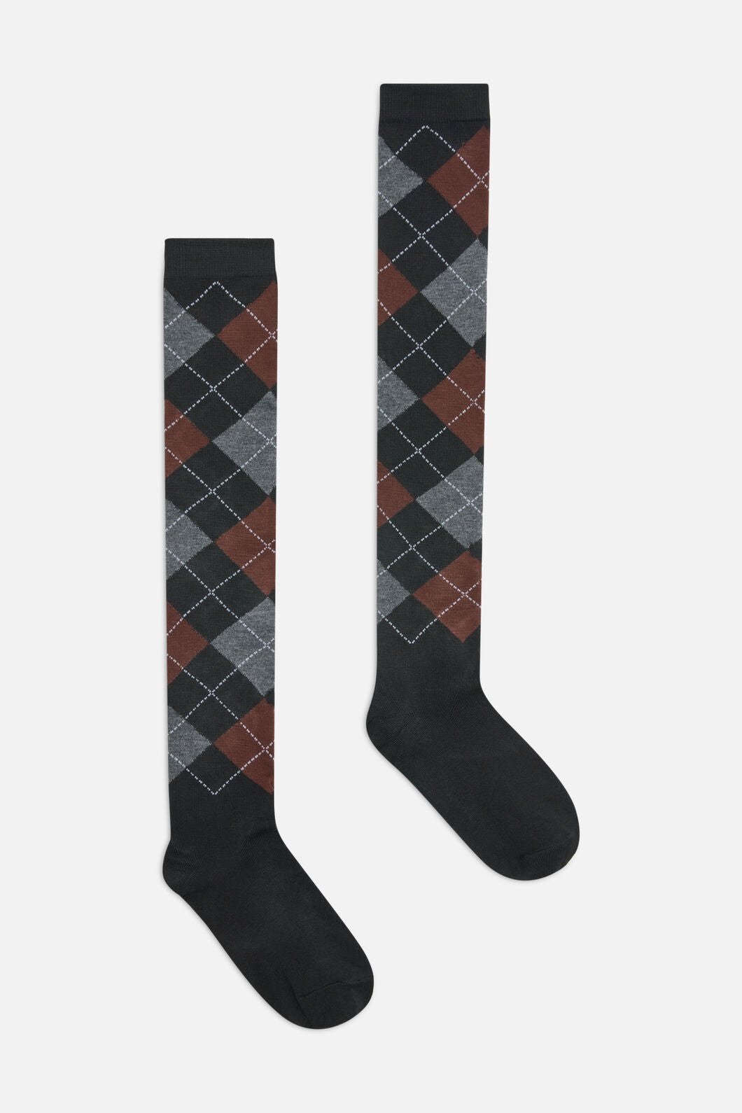 Dangerfield - Long Argyle Socks - black-grey