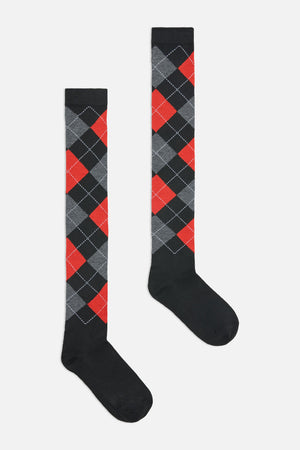 Dangerfield - Long Argyle Socks - black-red