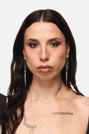 Dangerfield - Chainmail Drop Earrings - silver