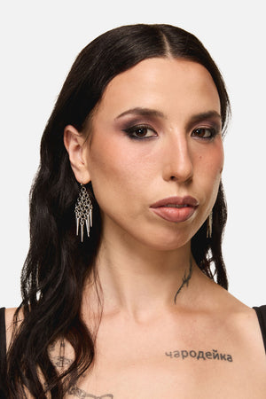 Dangerfield - Chain Mail Spike Earrings - silver