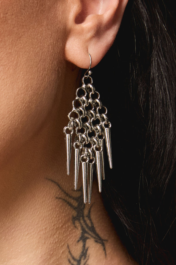 Dangerfield - Chain Mail Spike Earrings - silver
