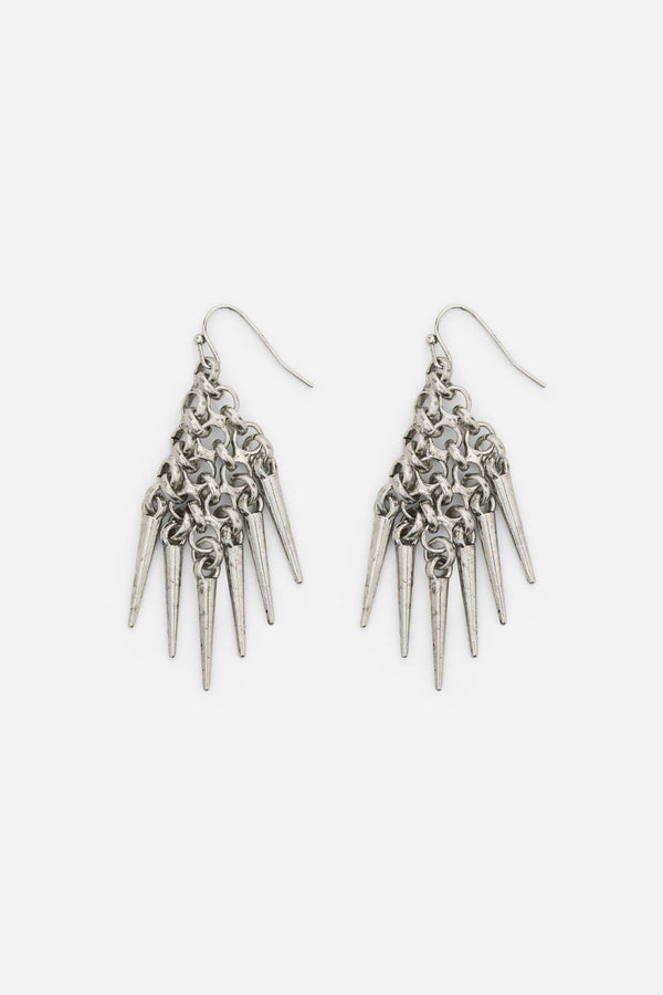 Dangerfield - Chain Mail Spike Earrings - silver