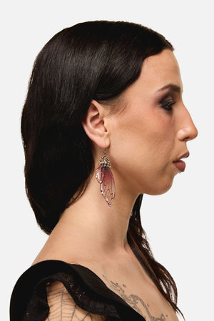 Dangerfield - Plum Ornate Wing Earrings - plum