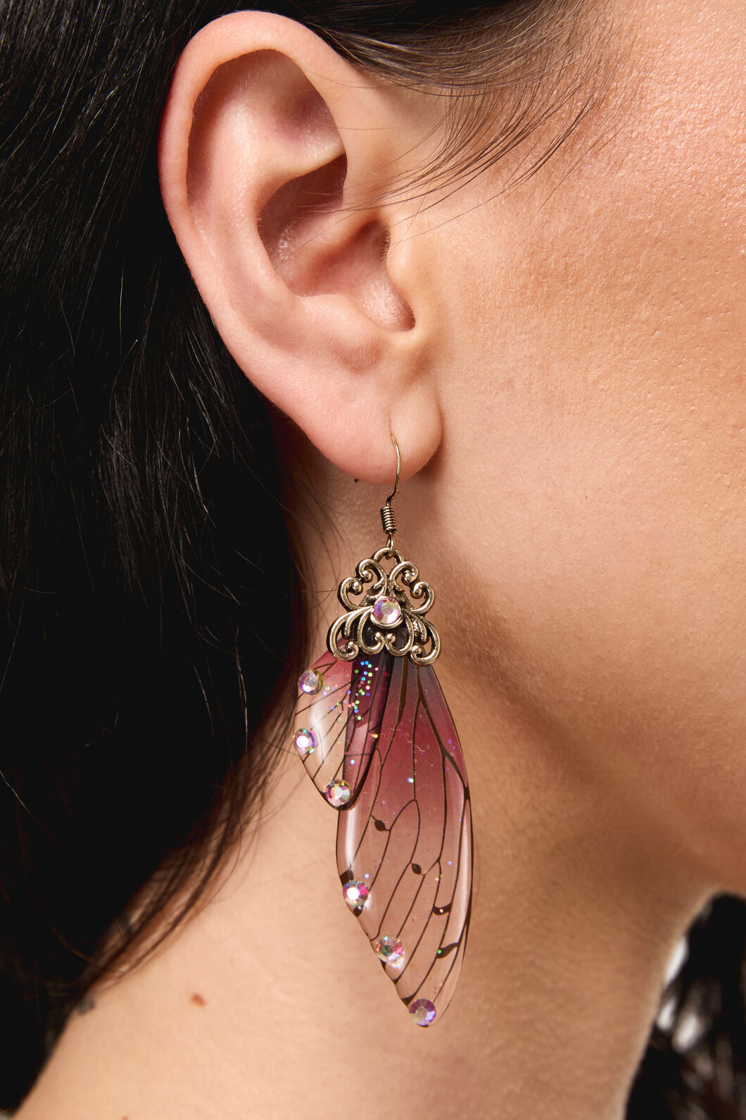 Dangerfield - Plum Ornate Wing Earrings - plum