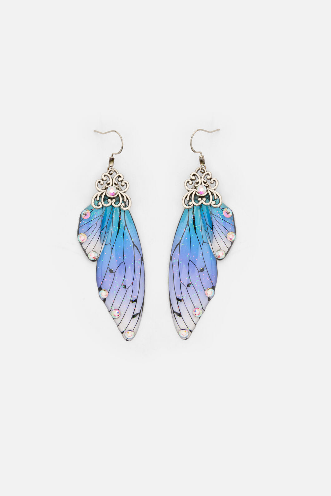 Dangerfield - Blue Ornate Wing Earrings - blue