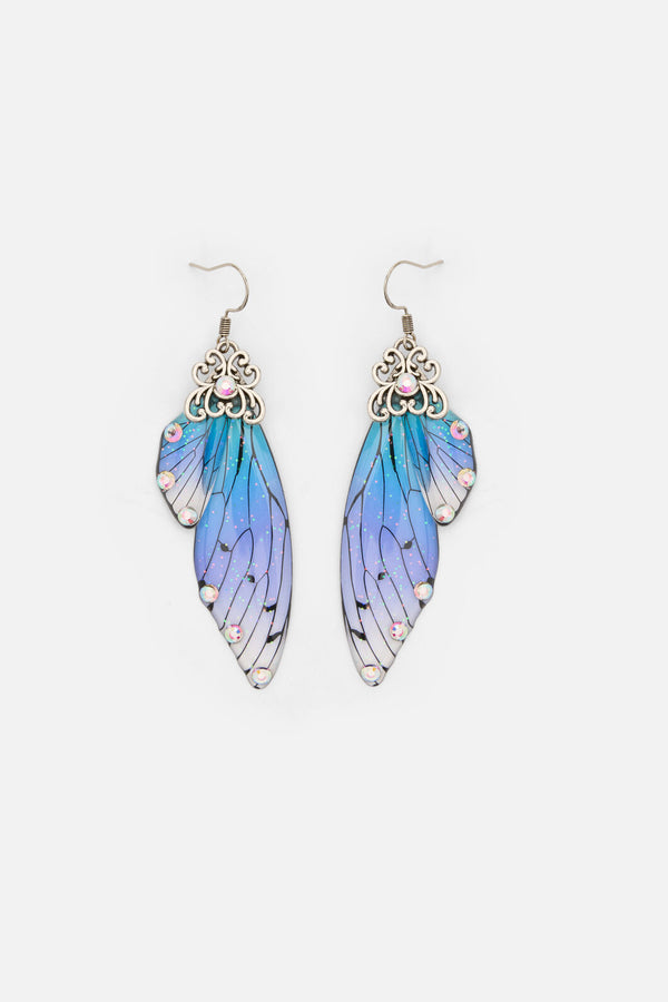 Dangerfield - Blue Ornate Wing Earrings - blue