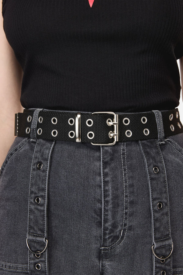 Dangerfield - Black Cotton Webbing Belt - black