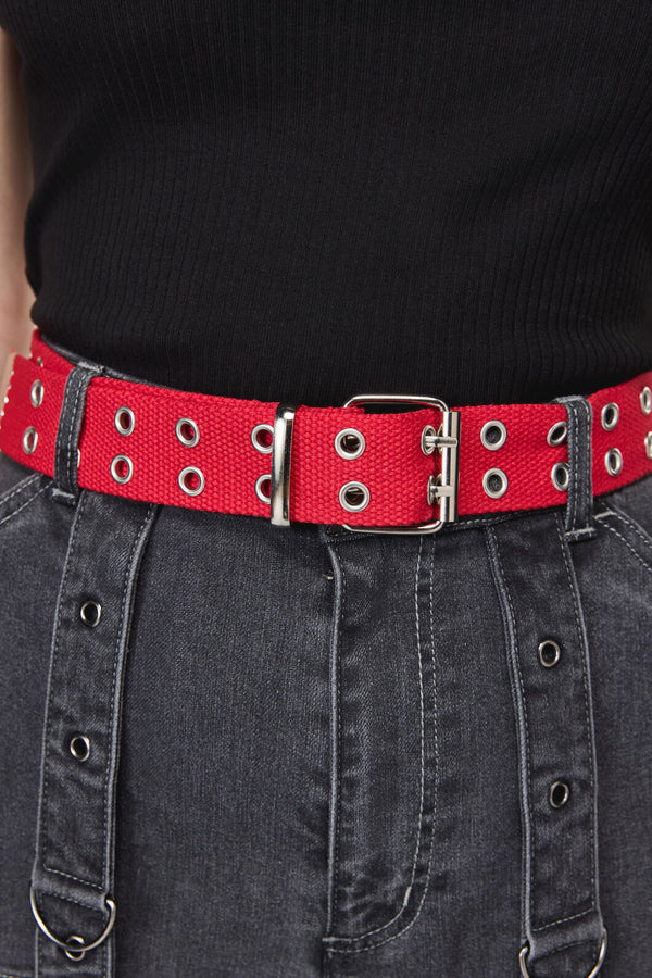 Dangerfield - Red Cotton Webbing Belt - red