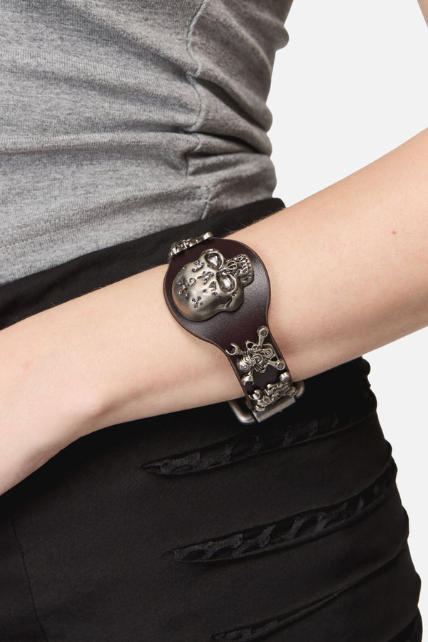 Dangerfield - Skull Leather Cuff - dark-red
