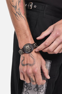 Dangerfield - Skull Leather Cuff - dark-red