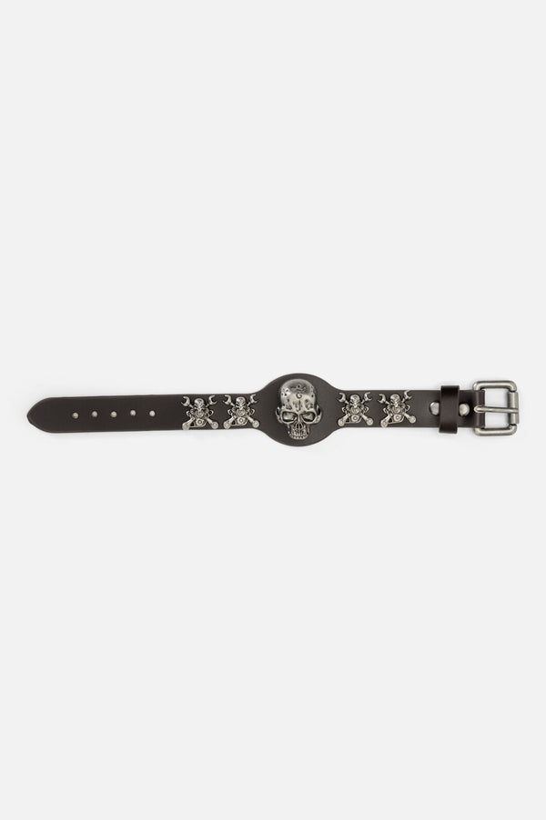 Dangerfield - Skull Leather Cuff - dark-red