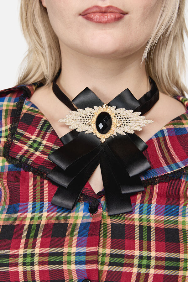 Dangerfield - Ribbon Ornate Neck Bow - black