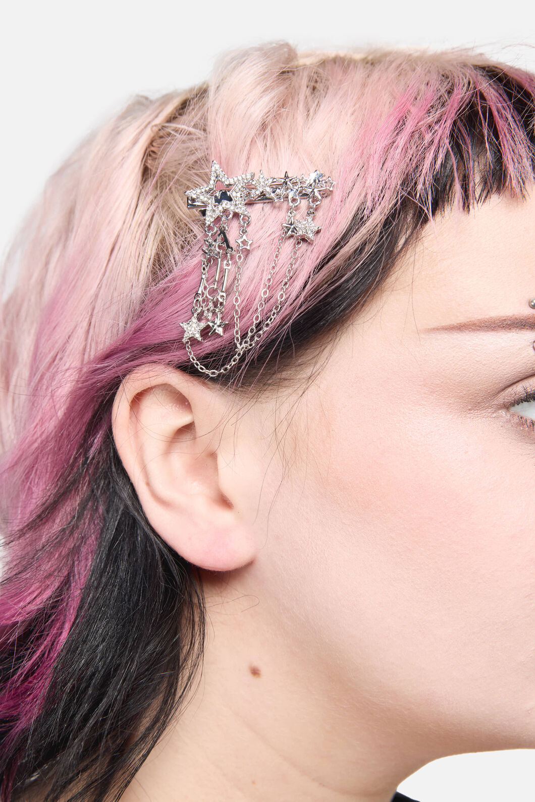 Dangerfield - Sparkle Chain Star Hair Clip - silver