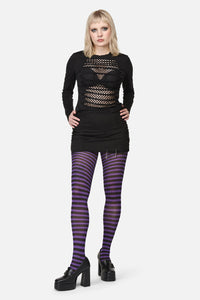 Dangerfield - Thin Stripe Tights - purple-black