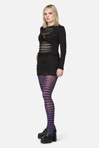 Dangerfield - Thin Stripe Tights - purple-black