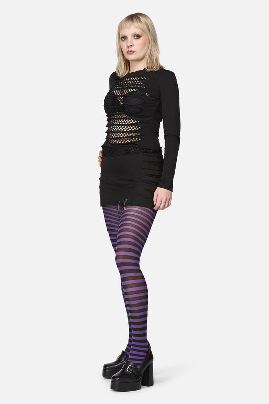 Dangerfield - Thin Stripe Tights - purple-black