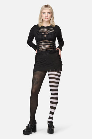 Dangerfield - Plain & Striped Tights - black-white