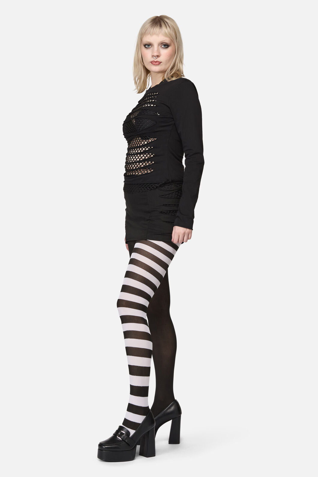 Dangerfield - Plain & Striped Tights - black-white