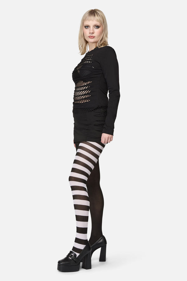 Dangerfield - Plain & Striped Tights - black-white