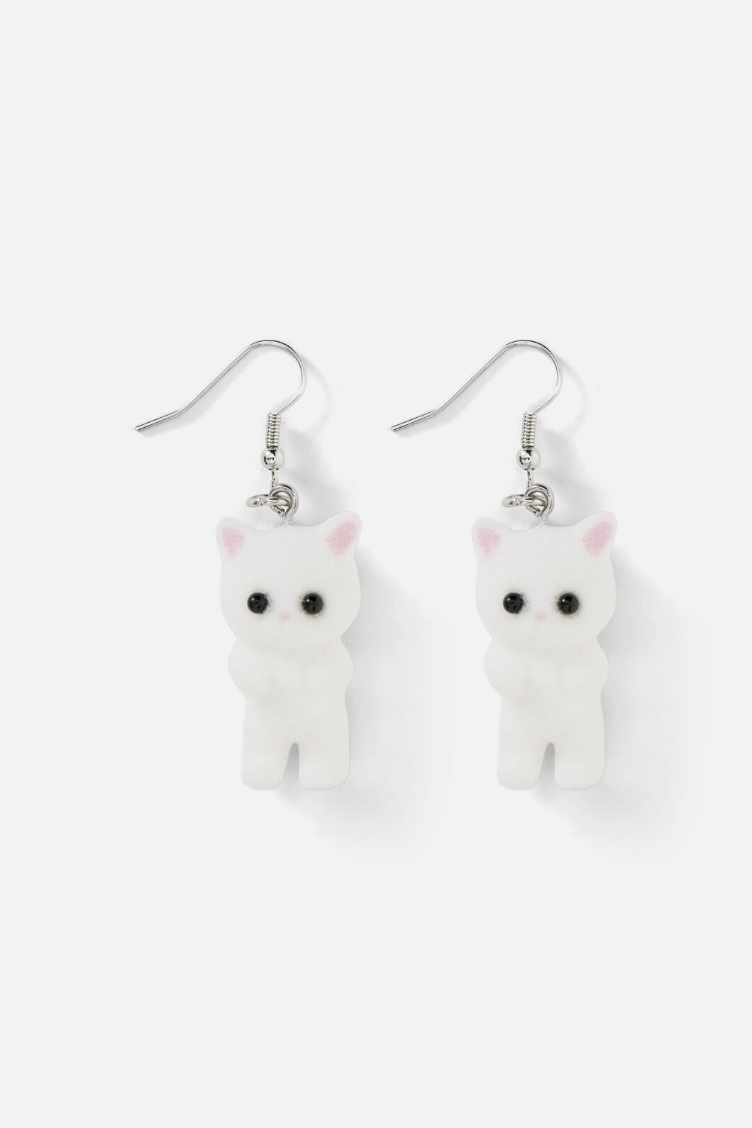 Dangerfield - White Furry Cat Earrings - white