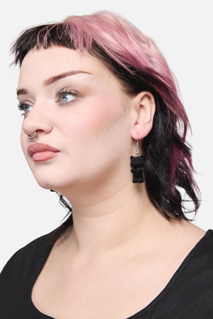Dangerfield - Black Furry Cat Earrings - black