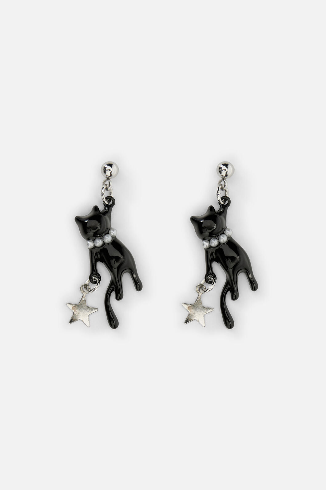 Dangerfield - Hanging Cat Earrings - black
