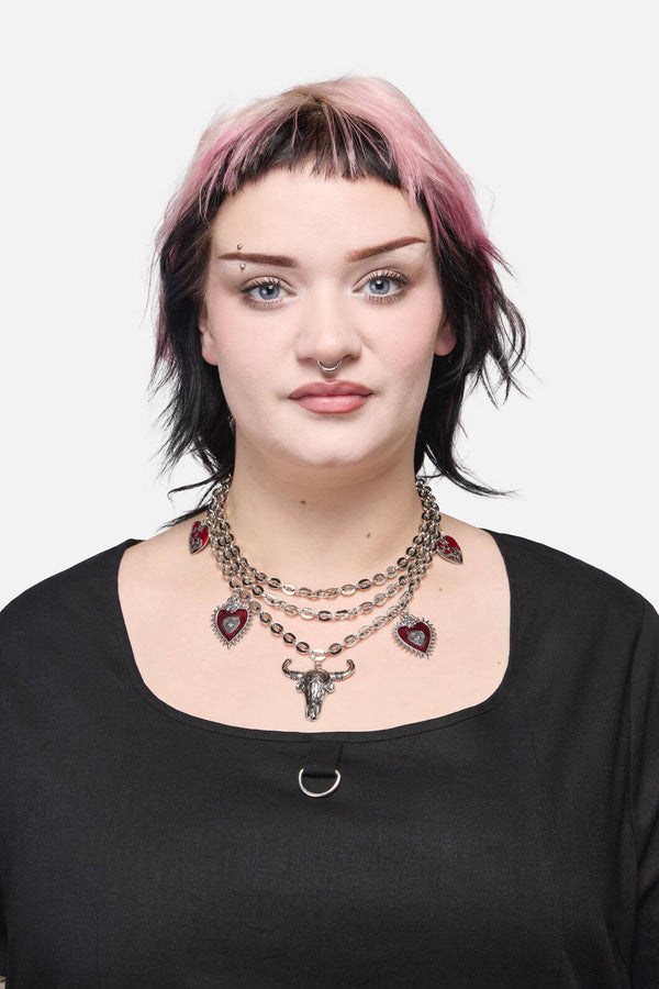 Dangerfield - Layered Charm Necklace - silver