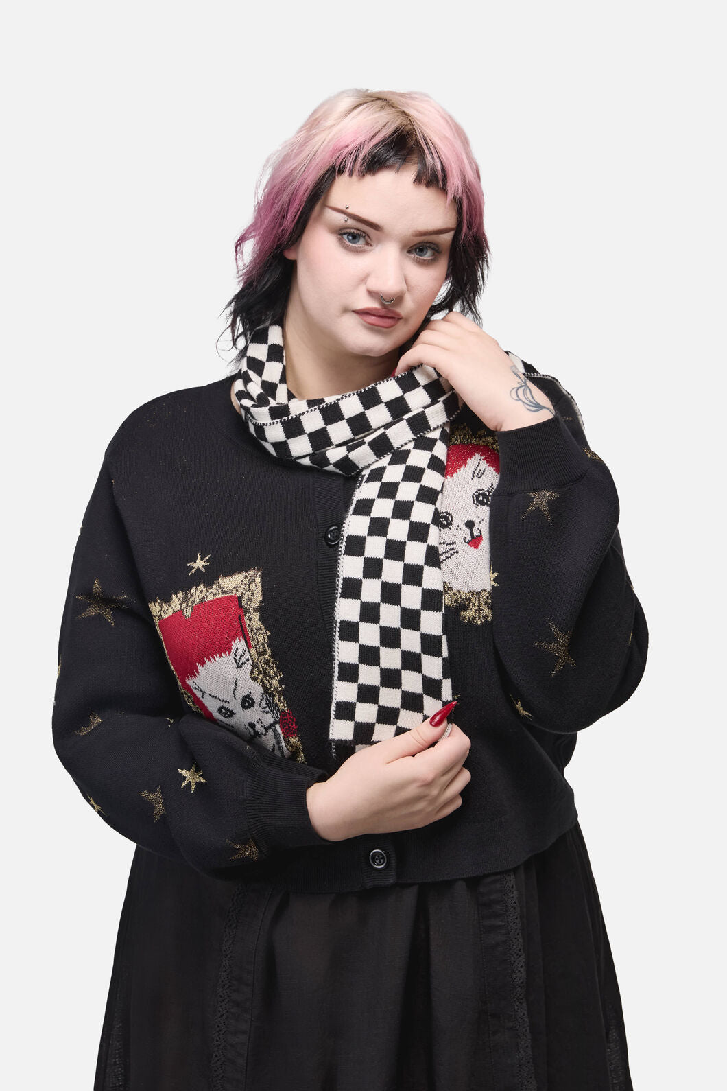 Dangerfield - Checkerboard Scarf - black-white